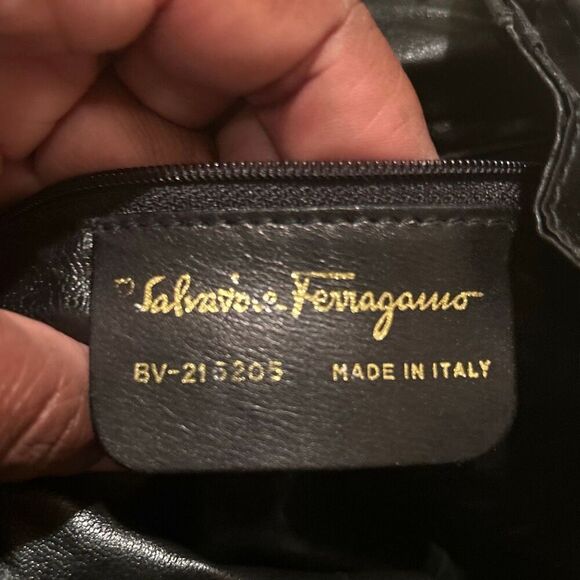 Vintage Salvatore Ferragamo Mini Backpack Black Nylon Leather Gancini Accents - Picture 6 of 13